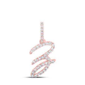 Rose Gold Diamond Z Cursive Letter Pendant - A Mesmerizing Expression of Personal Style and Elegance - Alternate view 1 from Splendid Jewellery