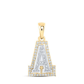 Captivating Diamond Initial Necklace | 10kt Two-tone Gold Womens Round Diamond A Initial Pendant 1/6 Cttw | Splendid Jewellery - Alternate view 1 from Splendid Jewellery