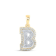 Load image into Gallery viewer, 10kt Two-tone Gold Diamond Initial Necklace | Personalized Letter Pendant with Round Diamond Accent - Alternate view 1 from Splendid Jewellery
