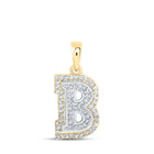 10kt Two-tone Gold Diamond Initial Necklace | Personalized Letter Pendant with Round Diamond Accent - Alternate view 1 from Splendid Jewellery