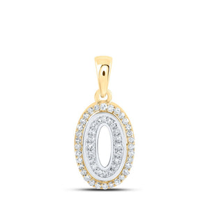 Diamond Initial & Letter Pendant | 10kt Two-tone Gold Womens Round Diamond O Initial Letter Pendant 1/6 Cttw | Splendid Jewellery GND