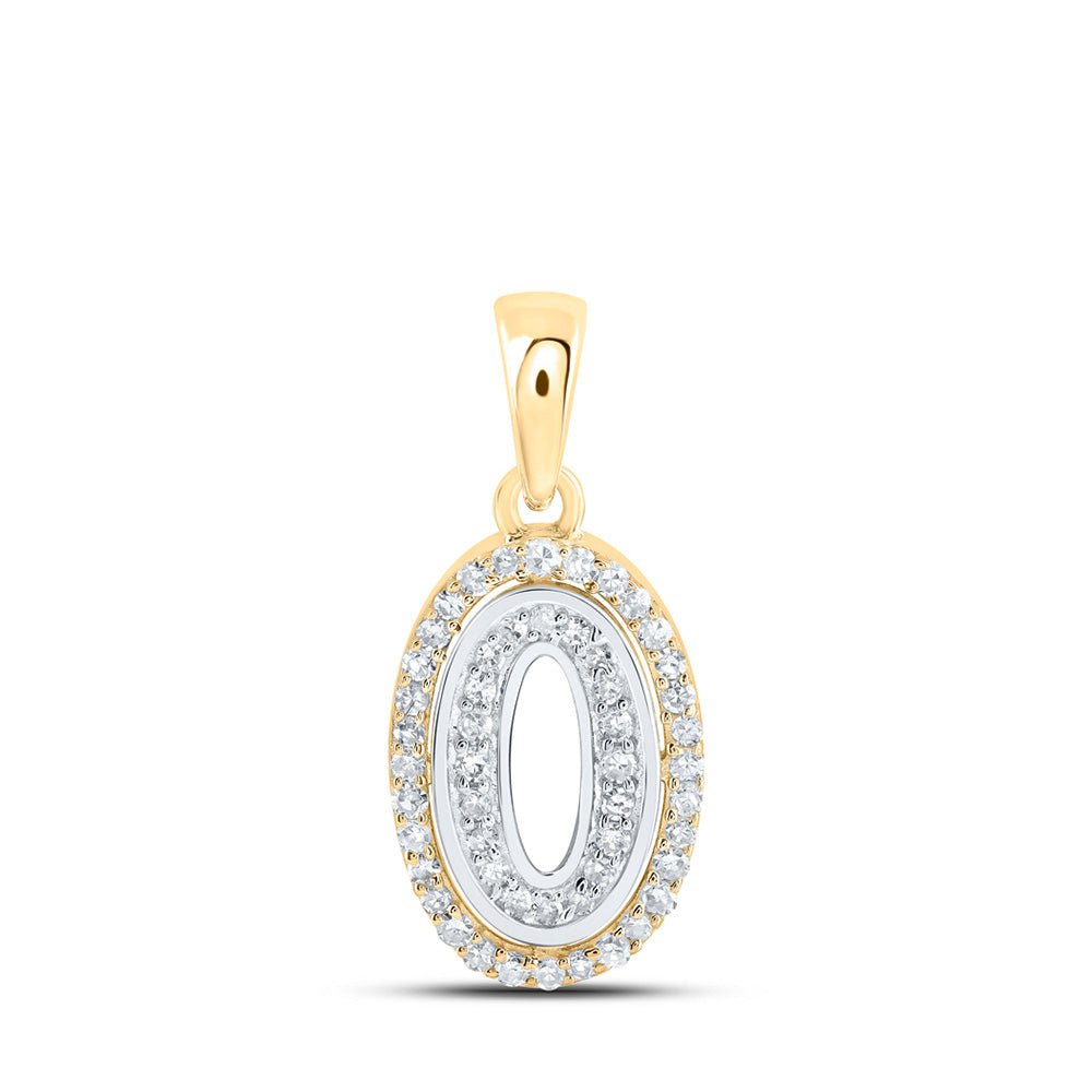 Diamond Initial & Letter Pendant | 10kt Two-tone Gold Womens Round Diamond O Initial Letter Pendant 1/6 Cttw | Splendid Jewellery GND