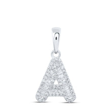 Load image into Gallery viewer, 10kt White Gold Baguette Diamond A Initial Pendant | Personalized Elegance Collection - Alternate view 1 from Splendid Jewellery