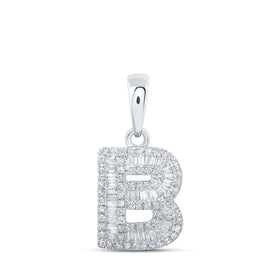Baguette Brilliance: 10kt White Gold Diamond Initial Pendant - Alternate view 1 from Splendid Jewellery