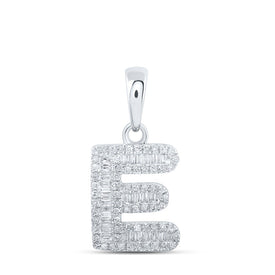 Splendid Jewellery 10kt White Gold Baguette Diamond E Initial Pendant - A Timeless Expression of Elegance - Alternate view 1 from Splendid Jewellery