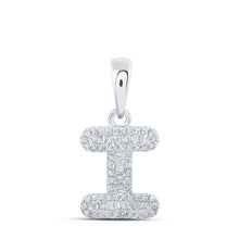 Load image into Gallery viewer, 10kt White Gold Baguette Diamond Initial Pendant: A Sparkling Symbol of Elegance and Romance - Alternate view 1 from Splendid Jewellery