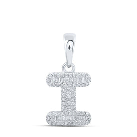 10kt White Gold Baguette Diamond Initial Pendant: A Sparkling Symbol of Elegance and Romance - Alternate view 1 from Splendid Jewellery