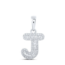 Load image into Gallery viewer, Jewel-Encrusted Initial Elegance: 10kt White Gold Diamond J Pendant - Alternate view 1 from Splendid Jewellery