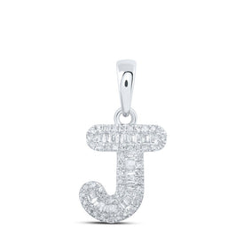 Jewel-Encrusted Initial Elegance: 10kt White Gold Diamond J Pendant - Alternate view 1 from Splendid Jewellery