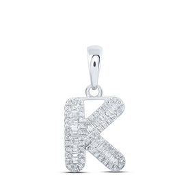 Mesmerizing Baguette Diamond K Initial Pendant | 10kt White Gold | 1/3 Cttw | Splendid Jewellery - Alternate view 1 from Splendid Jewellery