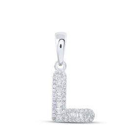 10kt White Gold Baguette Diamond Initial Pendant - Personalized Elegance - Alternate view 1 from Splendid Jewellery