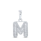 Dazzling Diamond Initial & Letter Pendant | 10kt White Gold Womens Baguette Diamond M Initial Necklace 3/8 Cttw | Splendid Jewellery - Alternate view 1 from Splendid Jewellery
