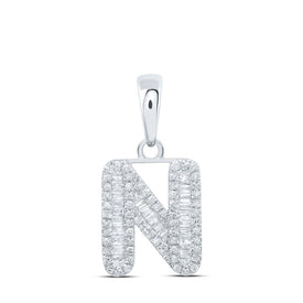 10kt White Gold Baguette Diamond Initial Pendant - A Personalized Touch of Elegance - Alternate view 1 from Splendid Jewellery