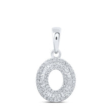 Load image into Gallery viewer, 10kt White Gold Womens Baguette Diamond O Initial Letter Pendant - Personalized Elegance and Dazzling Brilliance - Alternate view 1 from Splendid Jewellery
