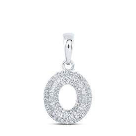 10kt White Gold Womens Baguette Diamond O Initial Letter Pendant - Personalized Elegance and Dazzling Brilliance - Alternate view 1 from Splendid Jewellery