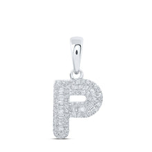 Load image into Gallery viewer, 10kt White Gold Baguette Diamond Initial Pendant - Personalized Elegance at Its Finest - Alternate view 1 from Splendid Jewellery