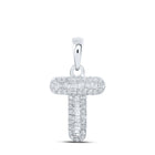 Splendid Jewellery's Elegant 10kt White Gold Baguette Diamond T Initial Pendant - Alternate view 1 from Splendid Jewellery