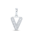 Sparkling V Initial Diamond Pendant in 10kt White Gold | Personalized Elegance and Dazzling Brilliance - Alternate view 1 from Splendid Jewellery