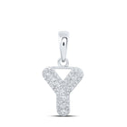 10kt White Gold Baguette Diamond Initial Letter Pendant - Personalized Elegance Top view from the 10Kt White Gold Womens Baguette Diamond Y Initial Letter Pendant 1 5 Cttwpin230071 collection by Splendid Jewellery