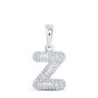 10kt White Gold Baguette Diamond Z Initial Pendant - Personalized Elegance in Diamonds Top view from the 10Kt White Gold Womens Baguette Diamond Z Initial Letter Pendant 1 3 Cttwpin230079 collection by Splendid Jewellery