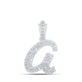 Radiant Reflections: 10kt White Gold Diamond Initial Pendant Top view from the 10Kt White Gold Womens Round Diamond A Cursive Initial Letter Pendant 1 3 Cttwpin216728 collection by Splendid Jewellery