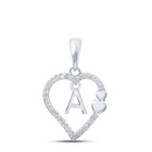 Elegant Love Initial Pendant - 10kt White Gold Womens Round Diamond A Heart Letter Pendant 1/10 Cttw Top view from the 10Kt White Gold Womens Round Diamond A Heart Letter Pendant 1 10 Cttwpin213911 collection by Splendid Jewellery