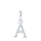 10kt White Gold Diamond Initial Pendant: Elegant Personalized Brilliance Top view from the 10Kt White Gold Womens Round Diamond A Initial Letter Pendant 03 Cttwpin216935 collection by Splendid Jewellery