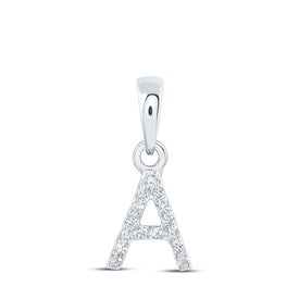10kt White Gold Diamond Initial Pendant: Elegant Personalized Brilliance Top view from the 10Kt White Gold Womens Round Diamond A Initial Letter Pendant 03 Cttwpin216935 collection by Splendid Jewellery