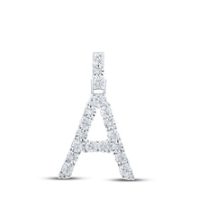 Load image into Gallery viewer, 10kt White Gold Diamond Initial Pendant: Personalized Elegance in Every Letter Top view from the 10Kt White Gold Womens Round Diamond A Initial Letter Pendant 1 10 Cttwpin219144 collection by Splendid Jewellery