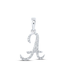 Load image into Gallery viewer, 10kt White Gold Diamond Initial Pendant - A Touch of Sparkling Elegance Top view from the 10Kt White Gold Womens Round Diamond A Initial Letter Pendant 1 10 Cttwpin216816 collection by Splendid Jewellery