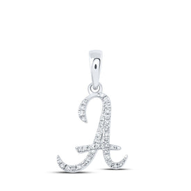 10kt White Gold Diamond Initial Pendant - A Touch of Sparkling Elegance Top view from the 10Kt White Gold Womens Round Diamond A Initial Letter Pendant 1 10 Cttwpin216816 collection by Splendid Jewellery