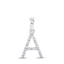 Load image into Gallery viewer, Astonishingly Brilliant Diamond Initial Pendant Top view from the 10Kt White Gold Womens Round Diamond A Initial Letter Pendant 1 10 Cttwpin216143 collection by Splendid Jewellery