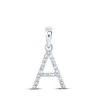 Astonishingly Brilliant Diamond Initial Pendant Top view from the 10Kt White Gold Womens Round Diamond A Initial Letter Pendant 1 10 Cttwpin216143 collection by Splendid Jewellery