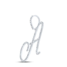 Load image into Gallery viewer, 10kt White Gold Diamond Initial Pendant - A Symbol of Elegance and Individuality Side view from the 10Kt White Gold Womens Round Diamond A Initial Letter Pendant 1 2 Cttwpin212697 collection by Splendid Jewellery