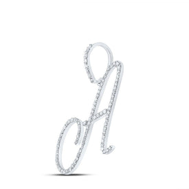 10kt White Gold Diamond Initial Pendant - A Symbol of Elegance and Individuality Side view from the 10Kt White Gold Womens Round Diamond A Initial Letter Pendant 1 2 Cttwpin212697 collection by Splendid Jewellery