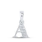 Elegance Engraved: 10kt White Gold Diamond Initial Pendant Top view from the 10Kt White Gold Womens Round Diamond A Initial Letter Pendant 1 20 Cttwpin216273 collection by Splendid Jewellery