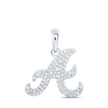 Load image into Gallery viewer, Elegant Diamond Initial Necklace in 10kt White Gold Top view from the 10Kt White Gold Womens Round Diamond A Initial Letter Pendant 1 6 Cttwpin216316 collection by Splendid Jewellery