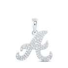 Elegant Diamond Initial Necklace in 10kt White Gold Top view from the 10Kt White Gold Womens Round Diamond A Initial Letter Pendant 1 6 Cttwpin216316 collection by Splendid Jewellery