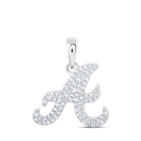 Elegant Diamond Initial Necklace in 10kt White Gold Top view from the 10Kt White Gold Womens Round Diamond A Initial Letter Pendant 1 6 Cttwpin216316 collection by Splendid Jewellery