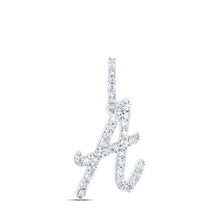 Load image into Gallery viewer, Radiant Brilliance: 10kt White Gold Diamond Initial Pendant Top view from the 10Kt White Gold Womens Round Diamond A Initial Letter Pendant 1 6 Cttwpin219611 collection by Splendid Jewellery