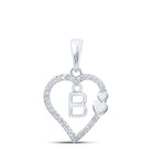 Enchanting Diamond Heart Initial Pendant Top view from the 10Kt White Gold Womens Round Diamond B Heart Letter Pendant 1 10 Cttwpin213916 collection by Splendid Jewellery