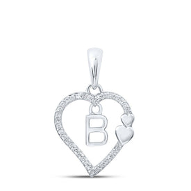 Enchanting Diamond Heart Initial Pendant Top view from the 10Kt White Gold Womens Round Diamond B Heart Letter Pendant 1 10 Cttwpin213916 collection by Splendid Jewellery