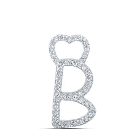 10kt White Gold Diamond Initial Heart Pendant - Personalized Elegance at Its Finest Top view from the 10Kt White Gold Womens Round Diamond B Heart Letter Pendant 1 8 Cttwpin213362 collection by Splendid Jewellery