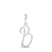 Load image into Gallery viewer, 10kt White Gold Diamond Initial &amp; Letter Pendant: A Personalized Sparkle of Elegance Top view from the 10Kt White Gold Womens Round Diamond B Initial Letter Pendant 1 10 Cttwpin216837 collection by Splendid Jewellery