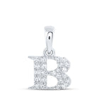 10kt White Gold Diamond Initial Pendant | Personalized Letter Necklace with Sparkling Diamonds Top view from the 10Kt White Gold Womens Round Diamond B Initial Letter Pendant 1 10 Cttwpin216250 collection by Splendid Jewellery