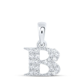 10kt White Gold Diamond Initial Pendant | Personalized Letter Necklace with Sparkling Diamonds Top view from the 10Kt White Gold Womens Round Diamond B Initial Letter Pendant 1 10 Cttwpin216250 collection by Splendid Jewellery