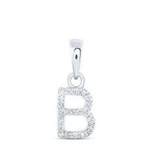 Load image into Gallery viewer, Elegant Diamond Initial Pendant in 10kt White Gold - Personalized Beauty and Brilliance Top view from the 10Kt White Gold Womens Round Diamond B Initial Letter Pendant 1 20 Cttwpin216931 collection by Splendid Jewellery