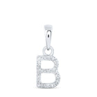 Elegant Diamond Initial Pendant in 10kt White Gold - Personalized Beauty and Brilliance Top view from the 10Kt White Gold Womens Round Diamond B Initial Letter Pendant 1 20 Cttwpin216931 collection by Splendid Jewellery