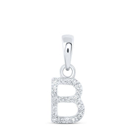 Elegant Diamond Initial Pendant in 10kt White Gold - Personalized Beauty and Brilliance Top view from the 10Kt White Gold Womens Round Diamond B Initial Letter Pendant 1 20 Cttwpin216931 collection by Splendid Jewellery