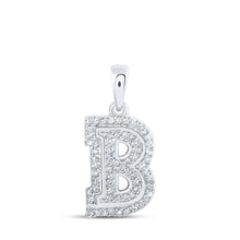 Load image into Gallery viewer, Radiant Brilliance: 10kt White Gold Womens Round Diamond B Initial Letter Pendant Top view from the 10Kt White Gold Womens Round Diamond B Initial Letter Pendant 1 5 Cttwpin216043 collection by Splendid Jewellery